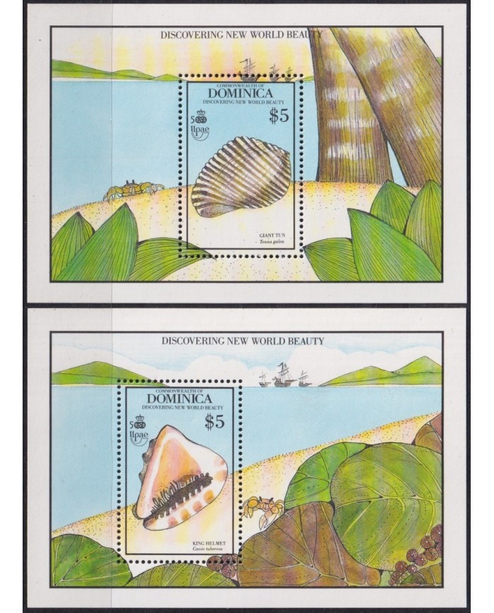 F-EX31739 DOMINICA MNH 1990 MARINE WILDLIFE SHELL DISCOVERY.