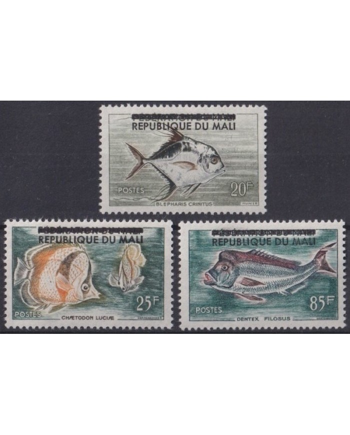 F-EX32014 MALI MNH 1961 SURCHARGE MARINE WILDLIFE FISH REEF PECES MARLIN