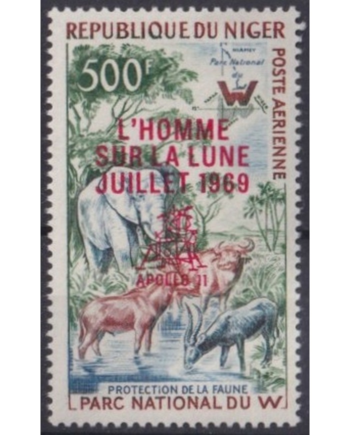F-EX31857 NIGER MNH 1969 FIRST MEN IN MOON SPACE COSMOS ASTRONAUTICS WILDLIFE PARK.