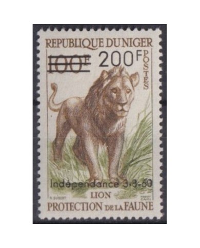 F-EX31844 NIGER MNH 1960 WWF CONSERVATION OF NATURE LION SURCHARGE 200 fr.