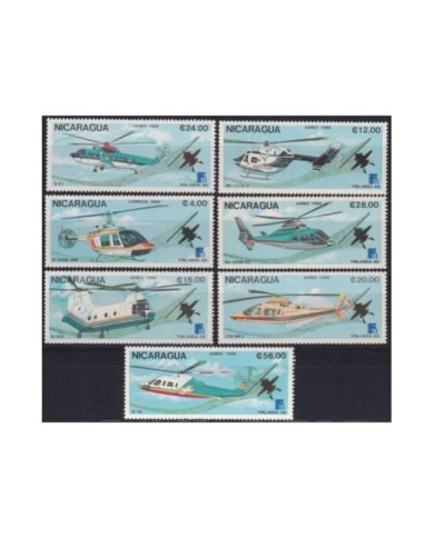 F-EX31740 NICARAGUA MNH 1988 AVION AIRPLANE HELICOPTER FINLAND PHILATELIC EXPO.