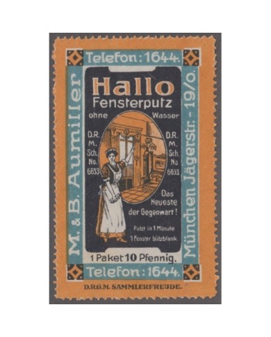 F-EX8985 ALEMANIA GERMANY DEUTSCHLAND CINDERELLA MIRROR CLEANER STAMP 40x65mm. NO GUM