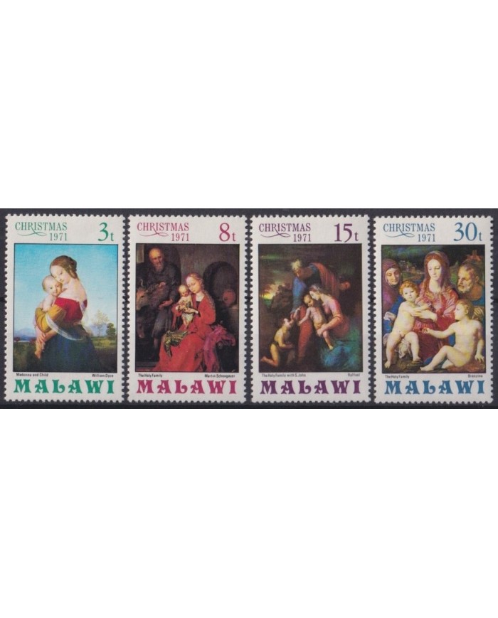F-EX30046 MALAWI MNH 1971 RELIGION ART CHRISTMAS NAVIDAD ARTE RAPHAEL BRANZINO SCHONGAUER DYCE.