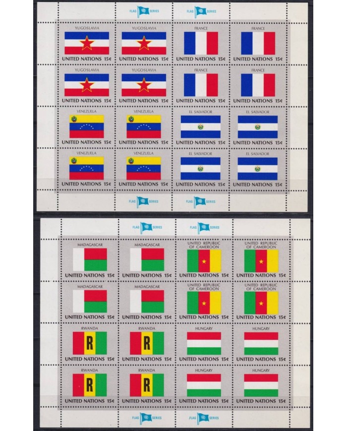 F-EX31247 UNITED NATIONS UN ONU 1981 MEMBER FLAG SHEET KUWAIT UKRAINA.
