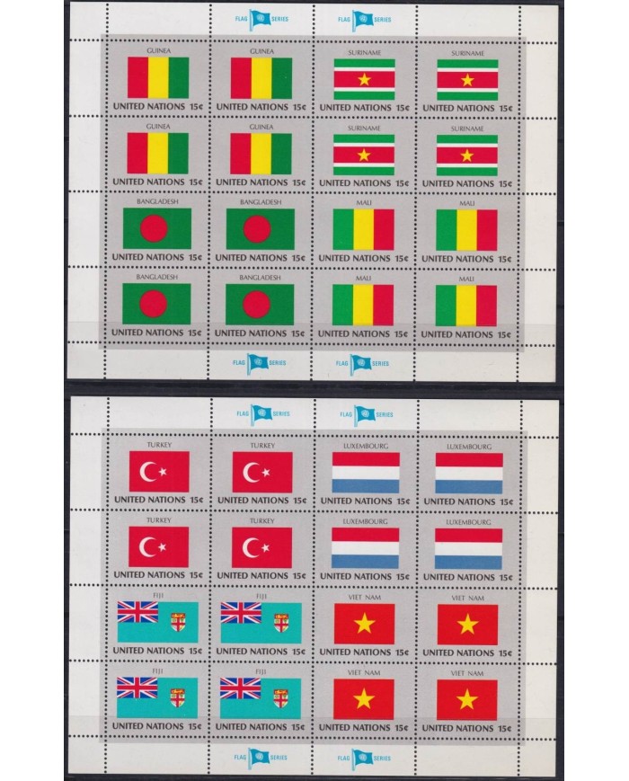 F-EX31247 UNITED NATIONS UN ONU 1981 MEMBER FLAG SHEET KUWAIT UKRAINA.