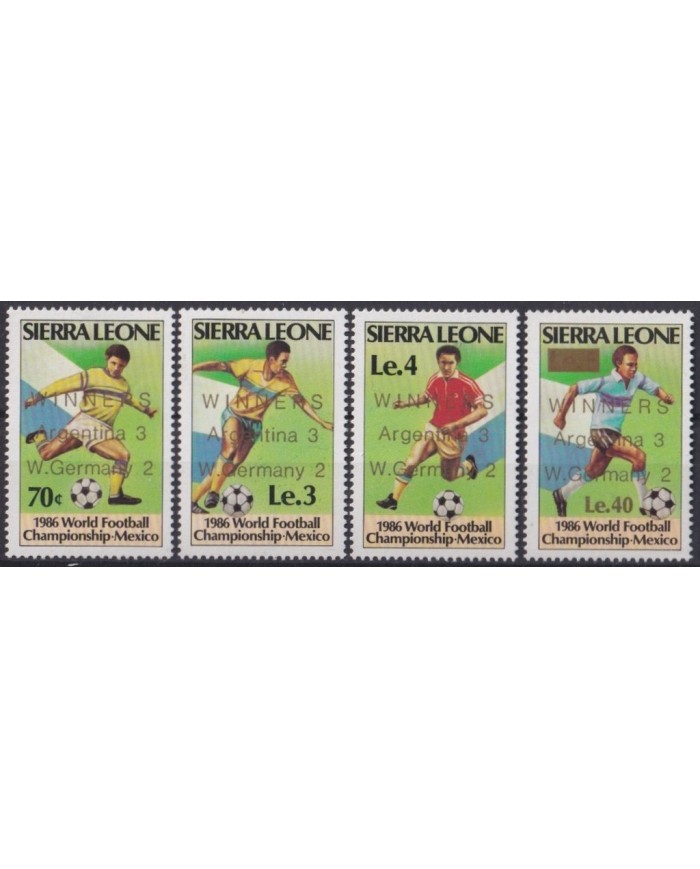 F-EX31302 SIERRA LEONE MNH 1986 MEXICO SOCCER WORLD CUP FOOTBALL WINNER SURCHARGE.
