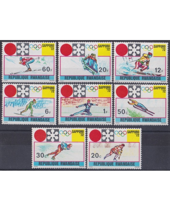 F-EX31333 RWANDA MNH 1972 SAPPORO WINTER OLYMPIC GAMES SKI.