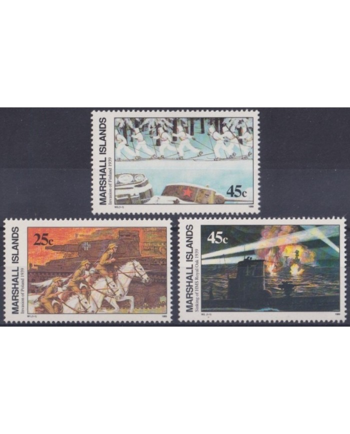 F-EX31377 MARSHALL IS MNH 1989 WWII INVASION OF POLAND & FINLAND.