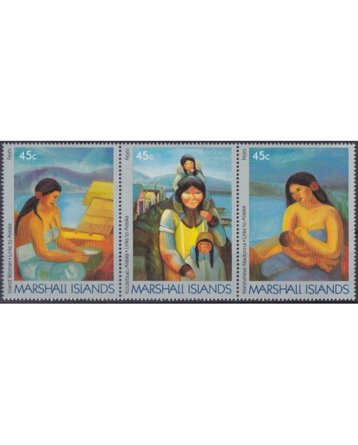 F-EX31383 MARSHALL IS MNH 1989 ART WOMAN ALASKA LINKS.