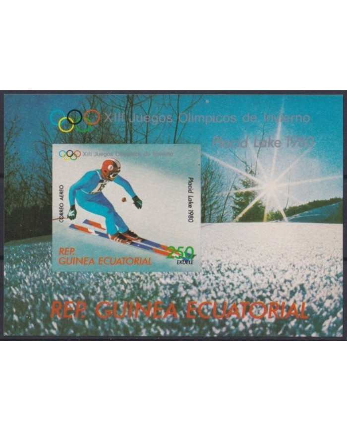 F-EX31813 GUINEA ECUATORIAL MNH 1980 PLACID LAKE WINTER OLYMPIC GAMES SKI.