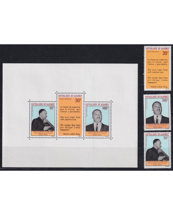 F-EX31932 DAHOMEY MNH 1968 PEACE MARTIN LUTHER KING SHEET SHEET + SET.
