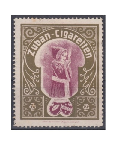 F-EX9052 ALEMANIA GERMANY DEUTSCHLAND CINDERELLA G. ZUBAN 39x43mm TOBACCO CIGARS NO GUM