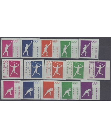 F-EX9344 GERMANY DEUTSCHLAND 1972 CINDERELLA OLYMPIC GAMES IMPERF BLUE PAPER. NO