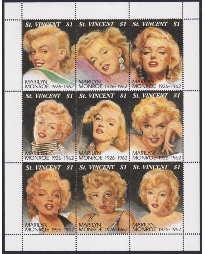 F-EX32877 ST VINCENT MNH 1994 MOVIE CINEMA CINE MARILYN MONROE SEX SYMBOL.