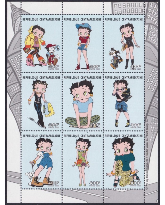 F-EX32880 CENTRAL AFRICA MNH 1999 CARTOON ANIMATION FILMS COMICS BETTY BOOP.