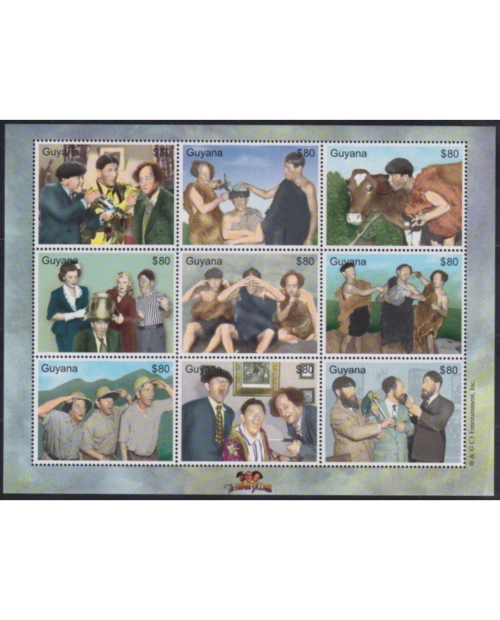 F-EX32905 GUYANA MNH 2000 CLASSIC MOVIE TV COMEDY CINEMA THREE STOOGES.
