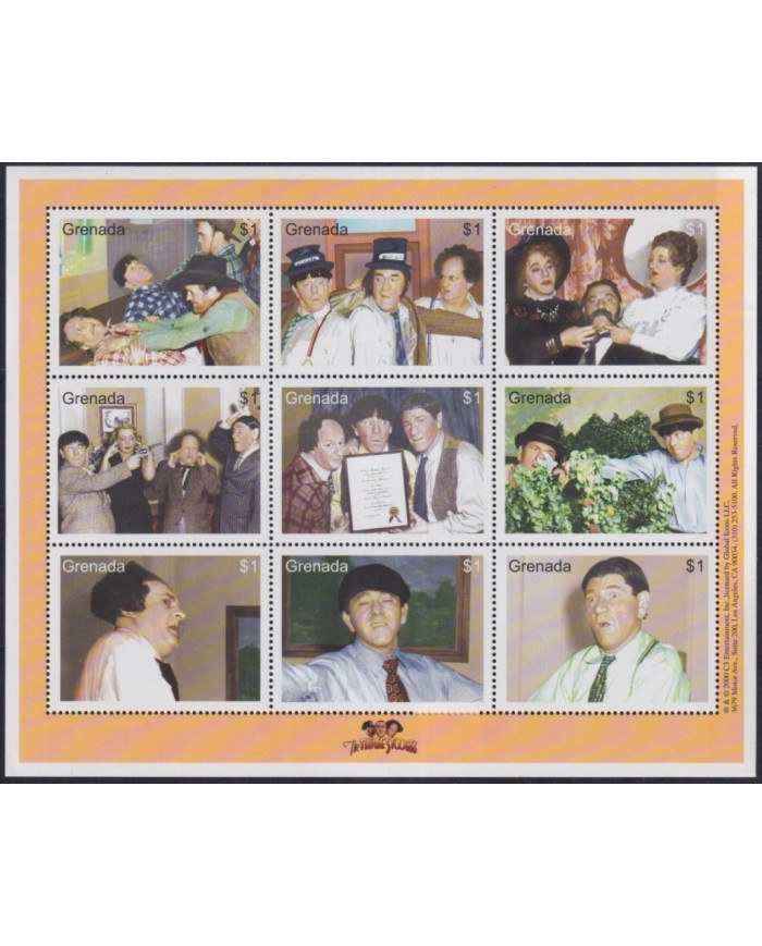 F-EX32910 GRENADA MNH 2001 CLASSIC MOVIE TV COMEDY CINEMA THREE STOOGES.
