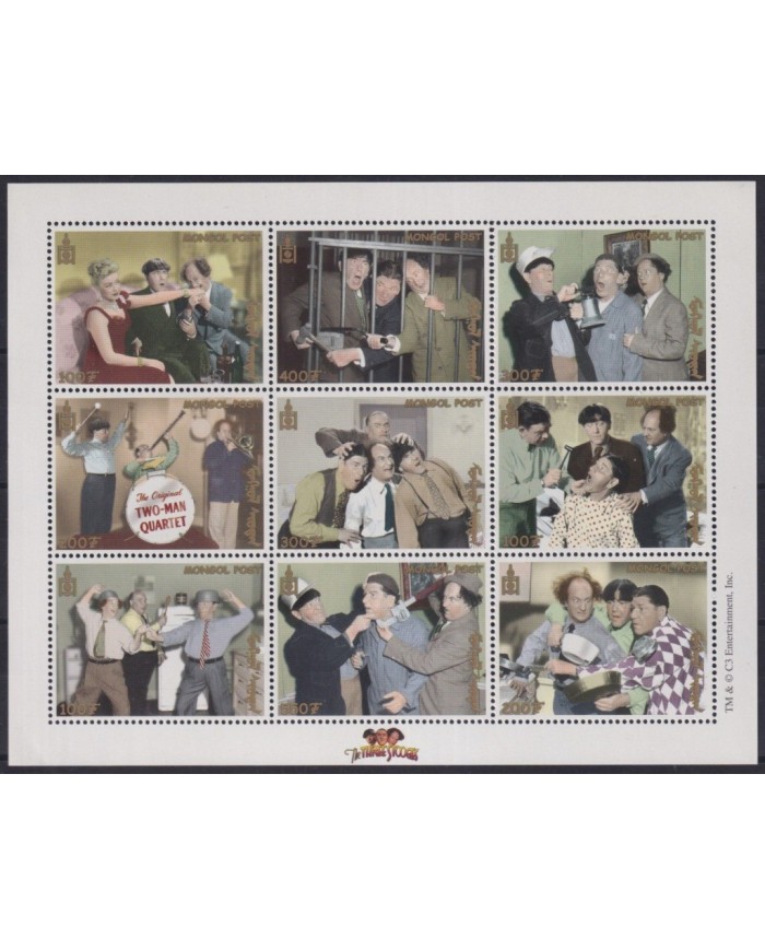 F-EX32912 MONGOLIA MNH 2001 CLASSIC MOVIE TV COMEDY CINEMA THREE STOOGES.