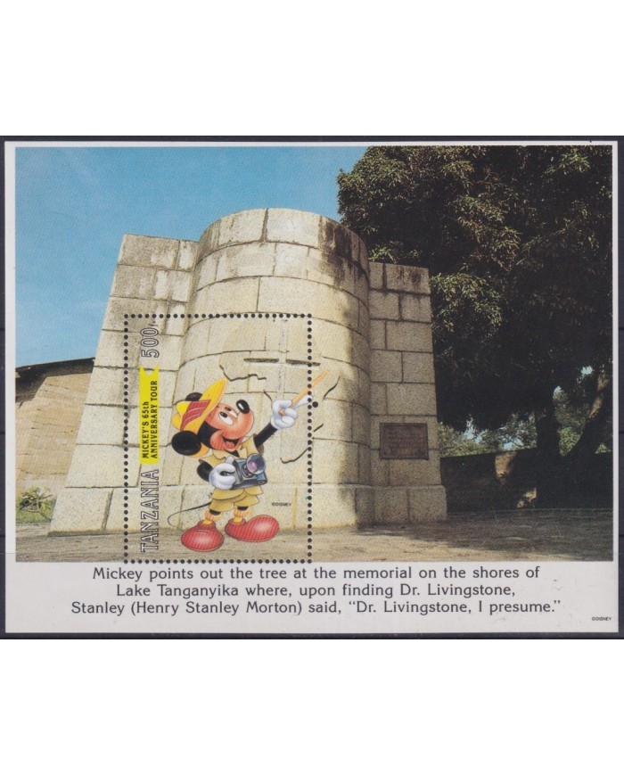 F-EX32939 TANZANIA MNH 1994 CARTOON ANIMATION FILMS COMICS DISNEY MICKEY LIVINGSTONE.