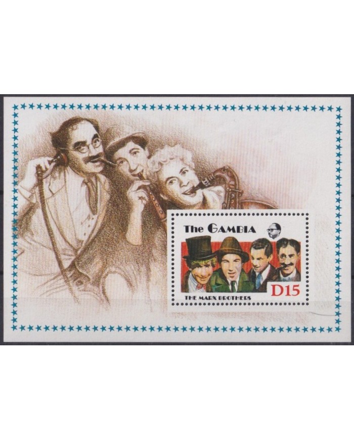 F-EX32943 GAMBIA MNH 1988 CLASSIC MOVIE TV COMEDY GROUCHO MARX BROTHER.