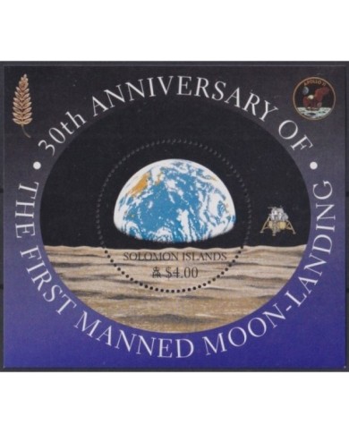 F-EX32959 SOLOMON IS MNH 1999 SPACE COSMOS MANNED MOON LANDING EXPLORATION.