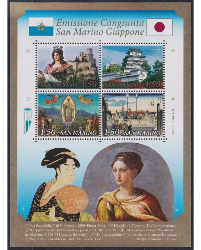 F-EX33017 SAN MARINO MNH 2010 JOINS ISSUE WITH JAPAN ART DINASTY PAINTING.