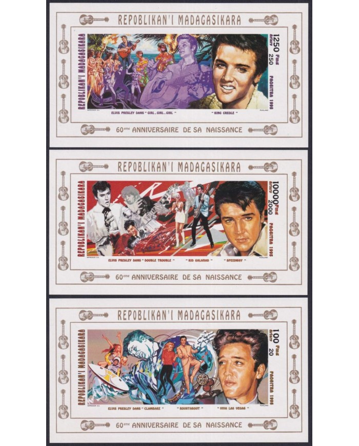 F-EX33026 MADAGASCAR MNH 1995 CINEMA CLASSIC MOVIE MUSIC ELVIS PRESLEY IMPERFORATED