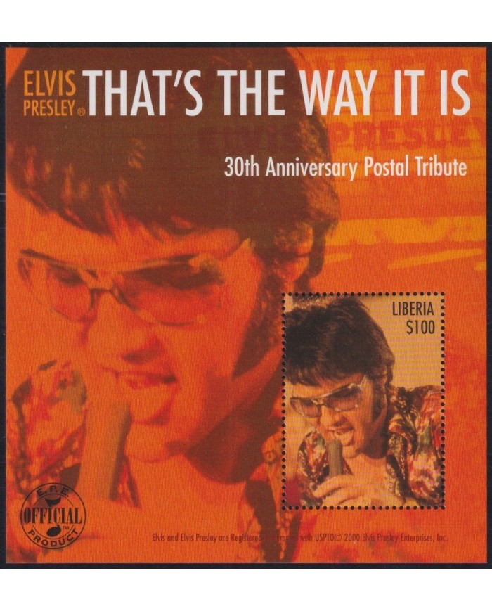 F-EX33032 LIBERIA MNH 2000 CINEMA CLASSIC MOVIE MUSIC ELVIS PRESLEY.