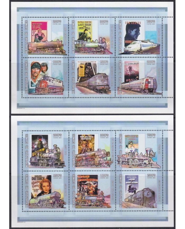 F-EX33042 GUINEE GUINEA MNH 2001 CLASSIC MOVIE CINEMA POSTER RAILROAD FERROCARRIL