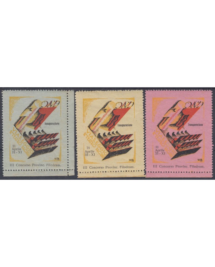 F-EX9408 ITALY CINDERELLA 1933 PRO VIARERRIO THEATER ORIGINAL GUM.