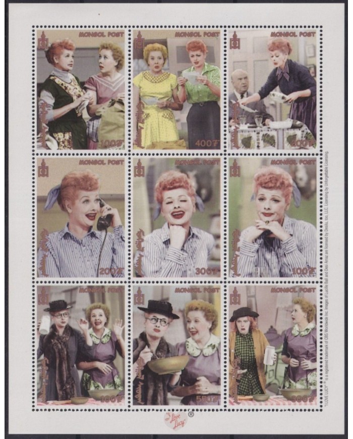 F-EX33116 MONGOLIA MNH 2001 CLASSIC TV COMEDY CINEMA LUCILLE BALL I LOVE LUCY.