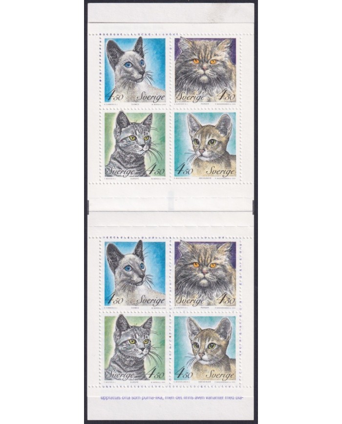 F-EX33195 SWEDEN SVERIGE MNH 1991 CATS GATOS FELINES BOOKLED.