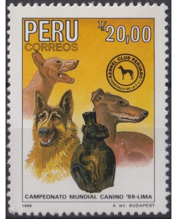 F-EX33250 PERU MNH 1988 WORLD CHAMPIONSHIP OF DOG PERROS.