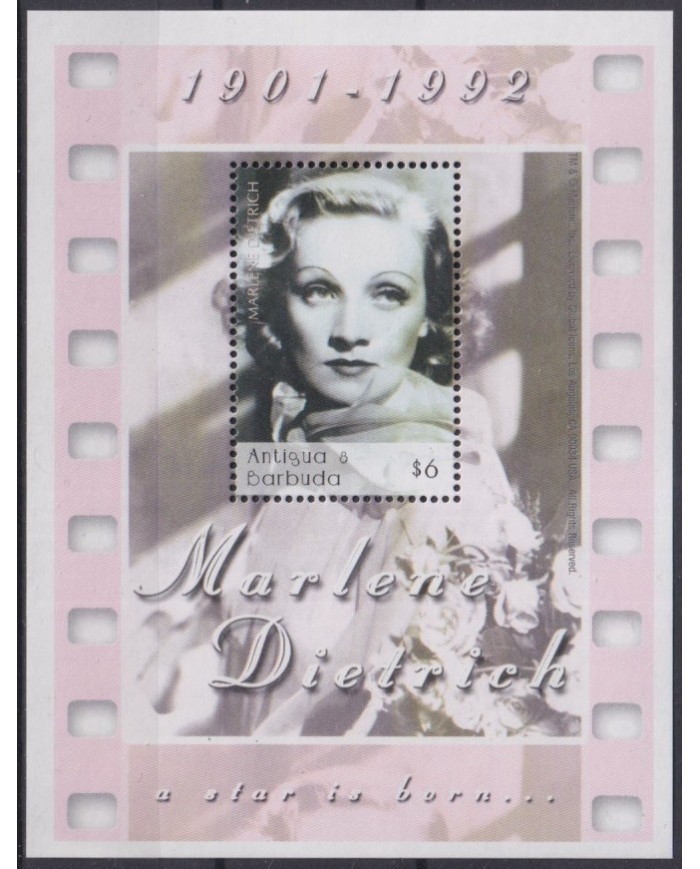 F-EX33258 ANTIGUA & BARBUDA MNH 1992 CLASSIC MOVIE CINEMA MARLENE DIETRICH.