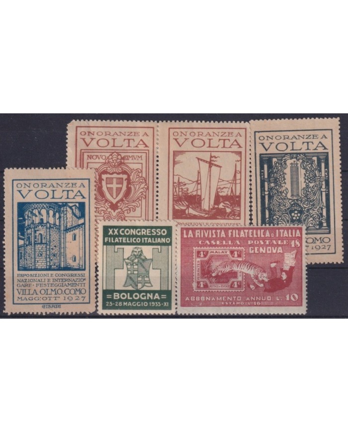 F-EX9144 ITALY CINDERELLA STAMPS LOT. MH- NO GUM. VOLTA, GENOVA, BOLOGNA.