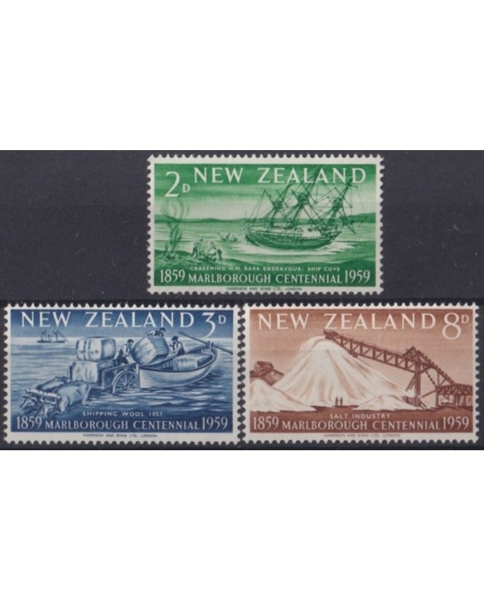 F-EX33301 NEW ZEALAND MNH 1959 MARLBOROUGH CENTENARIAL SHIP COVE.
