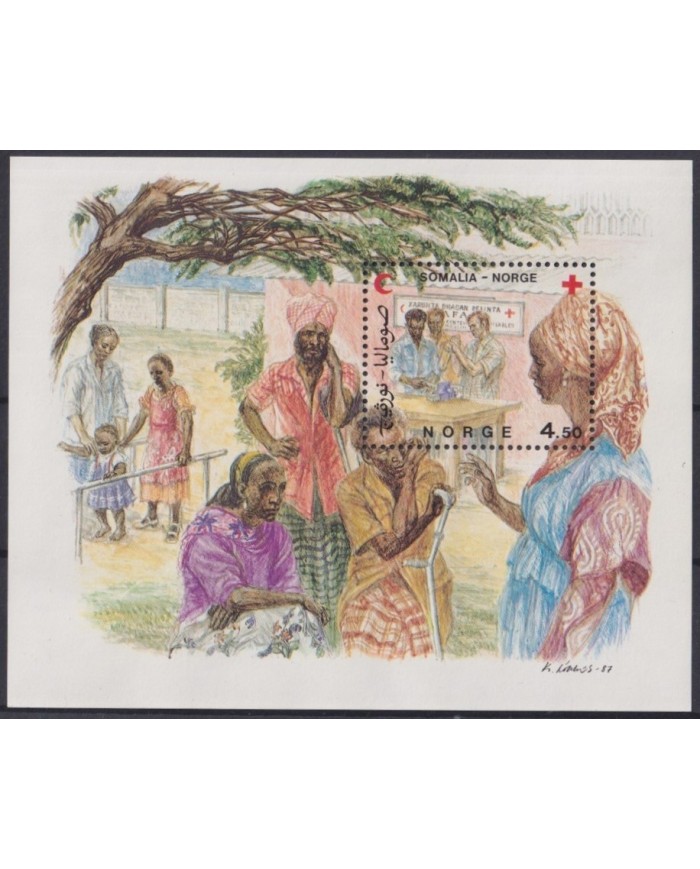 F-EX33314 NORWAY NORGE NOREG MNH 1987 SOMALIA RED CROSS VACCINE MEDICINE.