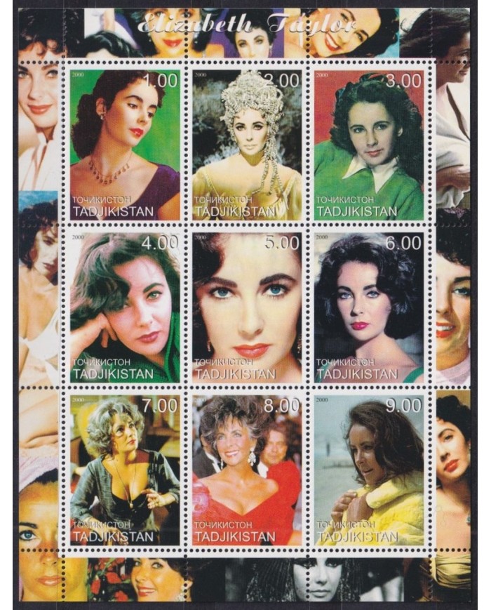 F-EX33378 TADJIKISTAN MNH 2000 CINEMA CLASSIC MOVIE ELIZABETH TAYLOR.