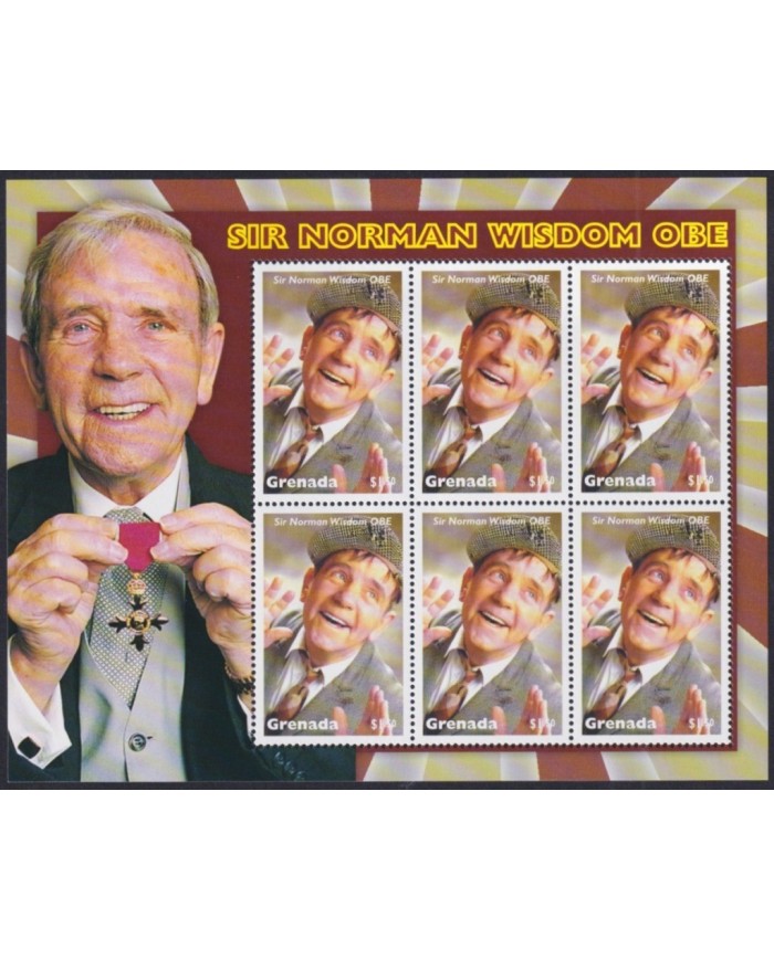 F-EX33396 GRENADA MNH 2002 CLASSIC MOVIE CINEMA NORMAN WISDOM OBE HOLLYWOOD ACTORS.