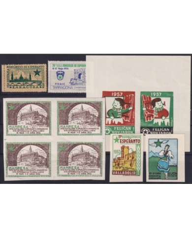 F-EX33405 ESPAÑA SPAIN CINDERELLA ESPERANTO STAMPS 1936 MANRESA GIJON VALLADOLID.