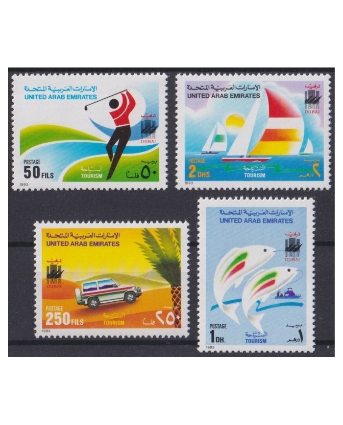 F-EX33498 UNITED ARAB EMIRATES MNH 1993 TOURISM FISHING CAR RACING SAILING GOLF.