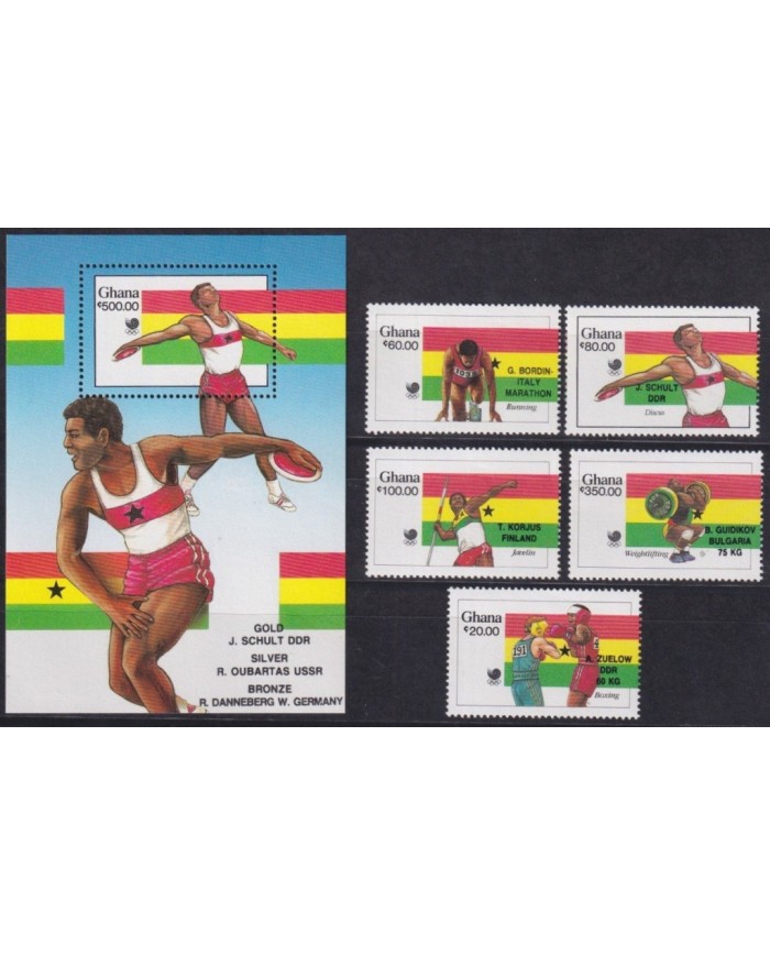 F-EX33524 GHANA MNH 1984 LOS ANGELES OLYMPIC ATHLETISM JAVELIN BOXING.