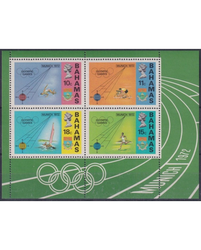 F-EX33549 BAHAMAS MNH 1972 MUNICH OLYMPIC GAMES CYCLING SAILING ATHLETISM.