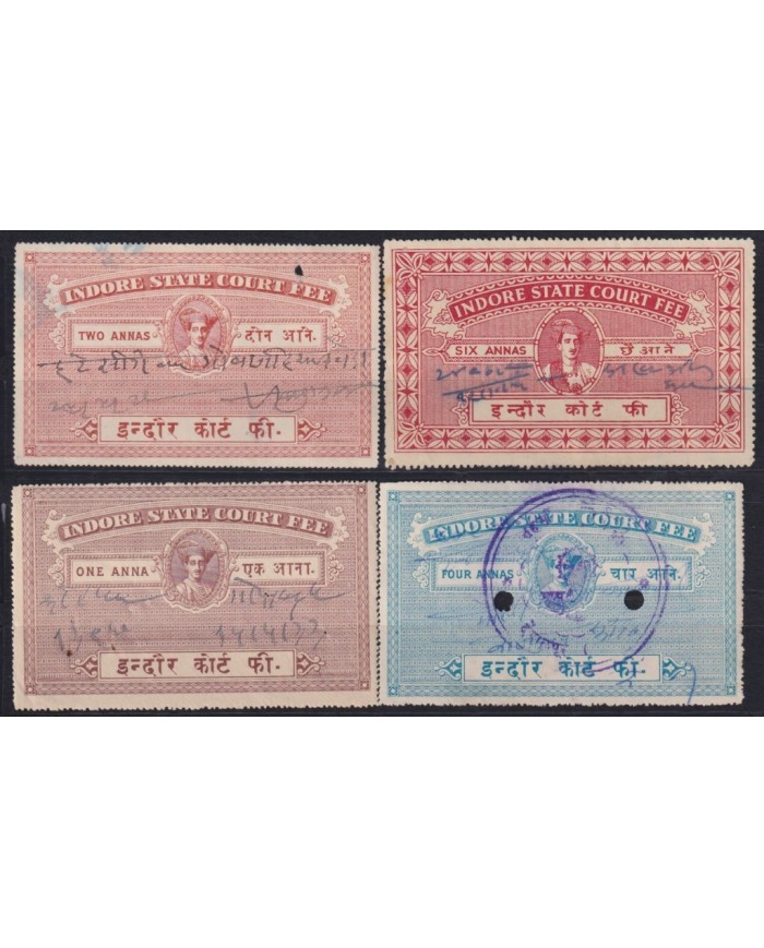 F-EX21106 INDIA UK REVENUE FEUDATARY STATE INDORE COURT FEE.