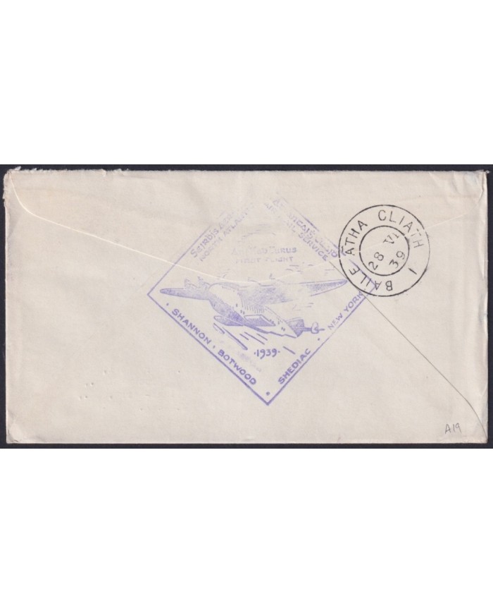 F-EX21451 NEWFOUNDLAND TRANS-ATLANTIC 1939 FIRST FLIGHT BOTWOOD-DUBLIN IRELAND