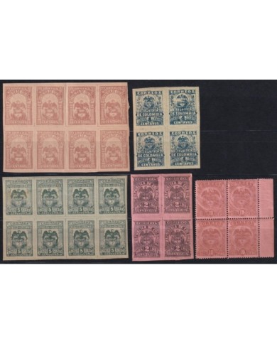 F-EX21476 COLOMBIA 1902-04 CLASSIC STAMPS BLOCK.