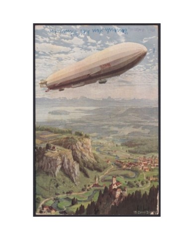 F-EX24314 GERMANY 1930 ZEPPELIN ILLUSTRATED POSTCARD TO PORTUGALETE SPAIN.