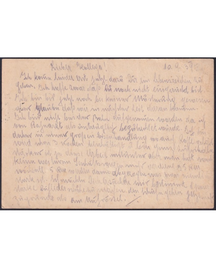 F-EX27660 GERMANY SPECIAL STATIONERY CARD VON HINDENBURG USED 1939.