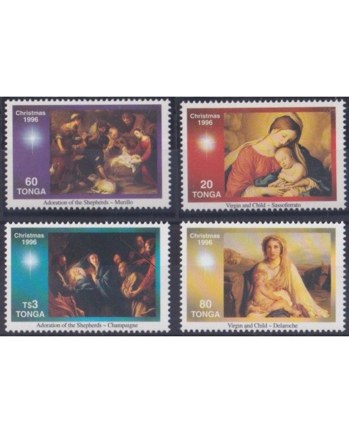 F-EX30153 TONGA MNH 1996 CHRISTMAS NAVIDAD ART MURILLO DELAROCHE SASSOFERRATO CAMPAINGNE.