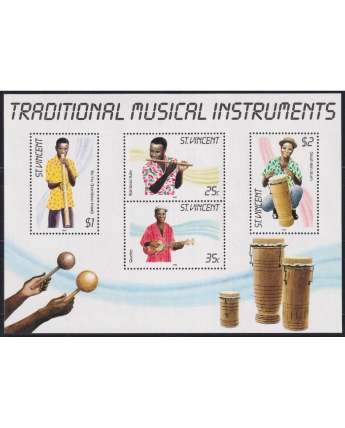 F-EX31963 ST VINCENT MNH 1985 TRADITIONAL MUSIC INSTRUMENT.